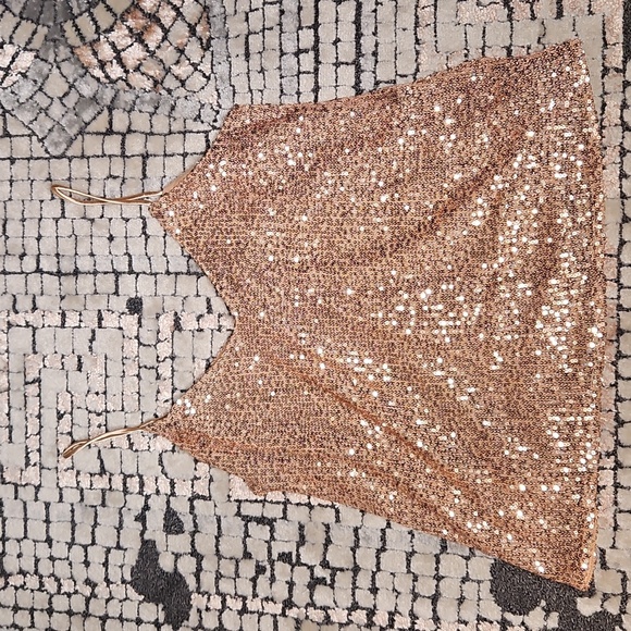 Lulus Sparkling Glimpse Rose Gold Sequin Sleeveless Cami Top NWT - Picture 5 of 11